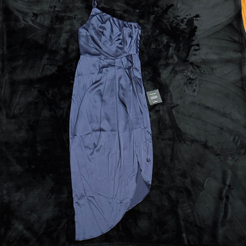 NWT Lulu's Elegant Navy One-Shoulder Dress